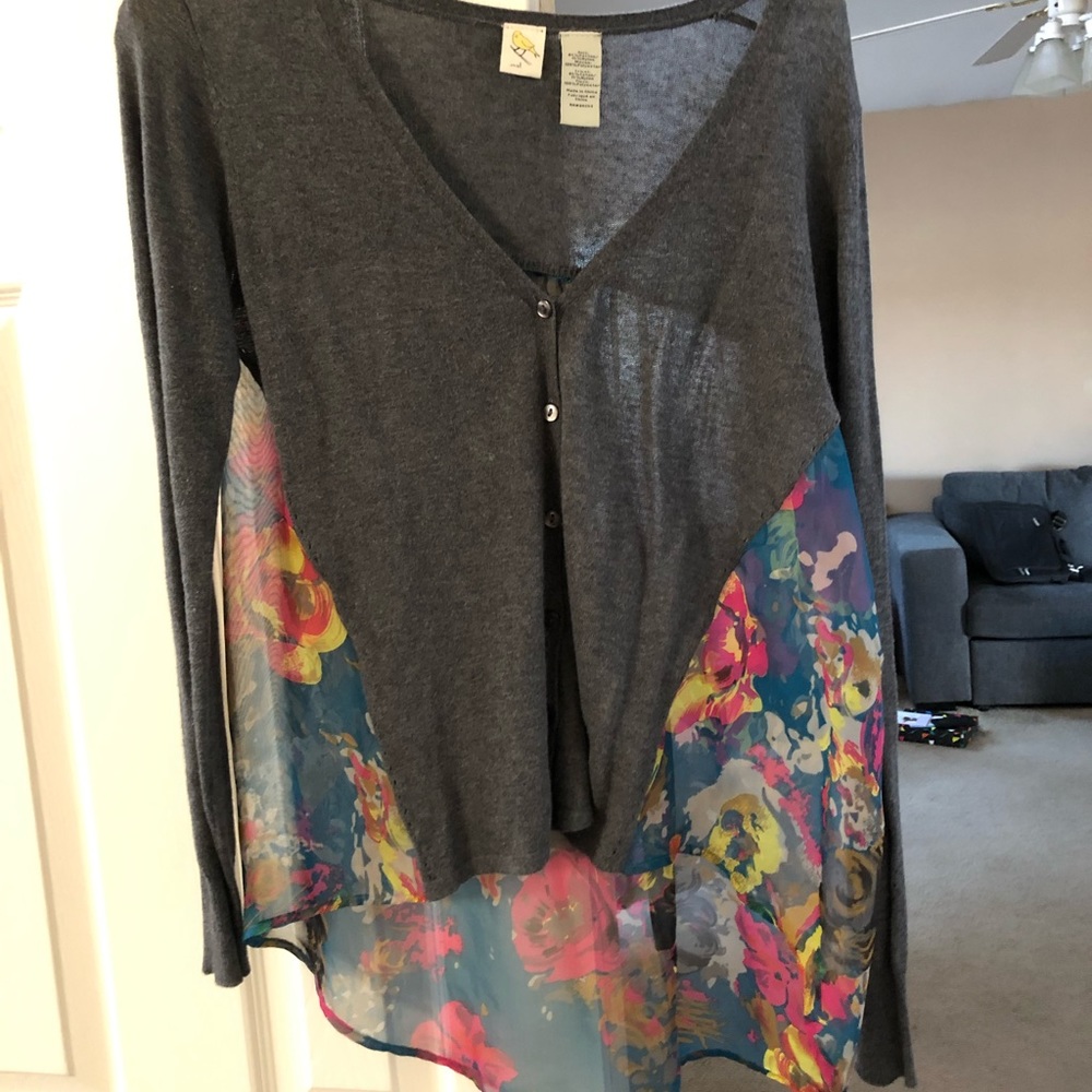 Anthropologie Floral Splice Cardigan